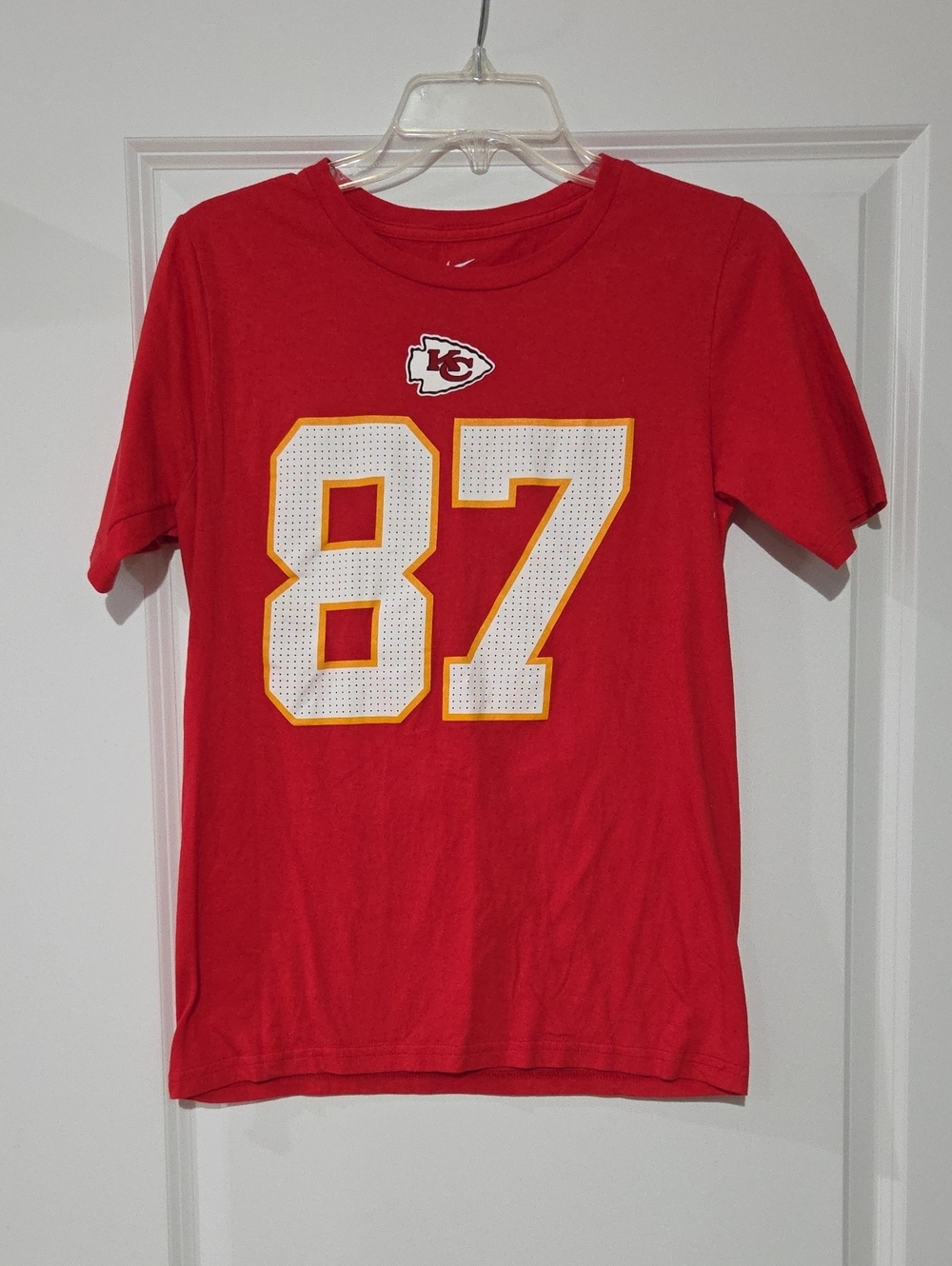 Kansas City Chiefs Red Kids' Short Sleeve Tee with White & Gold Number 87